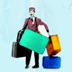 Hotel business strategies 2022 blog cover image, featuring hotel porter carrying luggage